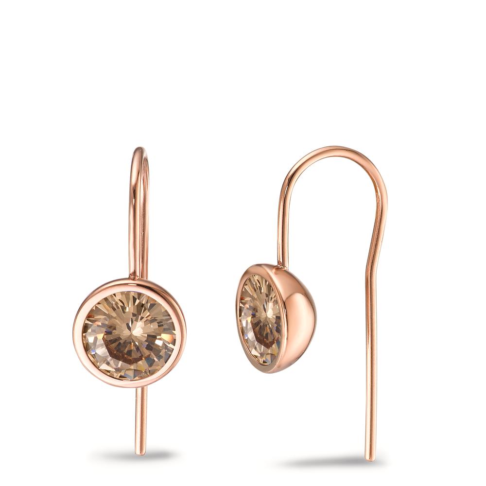 TeNo Damen Ohrhänger Joy Roségold aus Edelstahl und Light Champagne Zirkonia, Ø9.5mm von TeNo