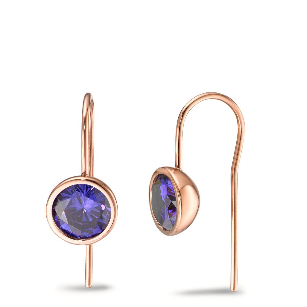 TeNo Damen Ohrhänger Joy Roségold aus Edelstahl und Purple Rose Zirkonia, Ø9.5mm von TeNo