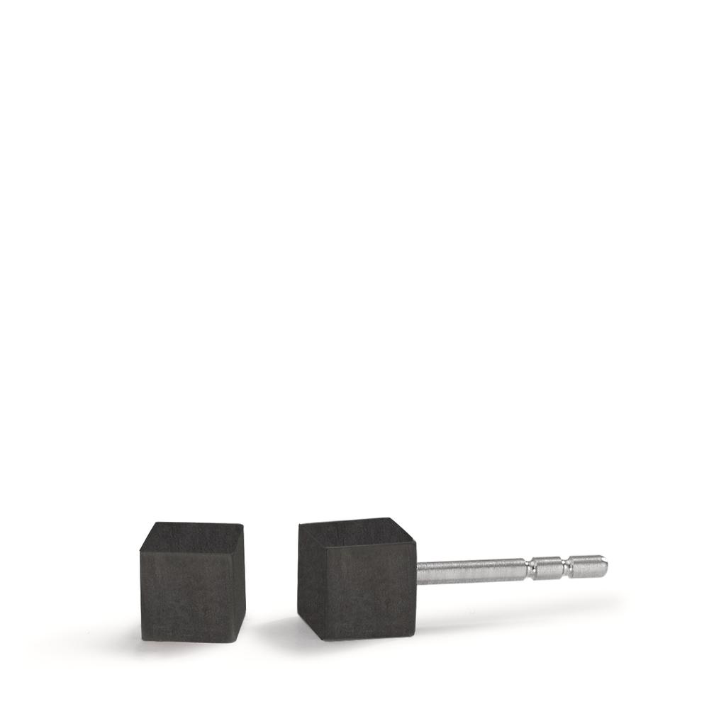 TeNo Damen Ohrstecker Cube aus Carbon mit Edelstahlstift, 4x4mm von TeNo