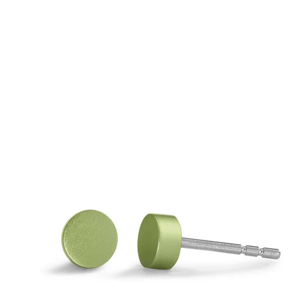 TeNo Damen Ohrstecker Disc Ø5mm aus Aluminium in Apple Green, Stift und Verschluss aus Edelstahl von TeNo