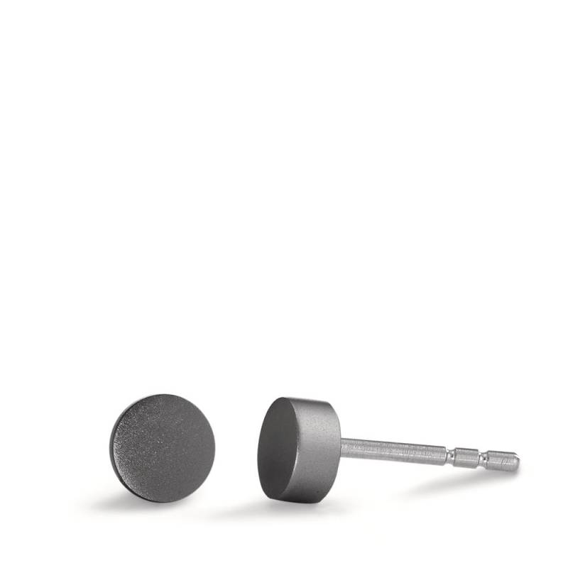 TeNo Damen Ohrstecker Disc Ø5mm aus Aluminium in Moonstone Grey, Stift und Verschluss aus Edelstahl von TeNo