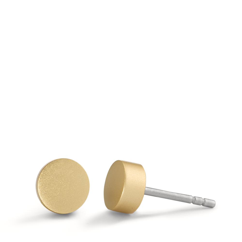 TeNo Damen Ohrstecker Disc Ø6mm aus Aluminium in Light Gold, Stift und Verschluss aus Edelstahl von TeNo