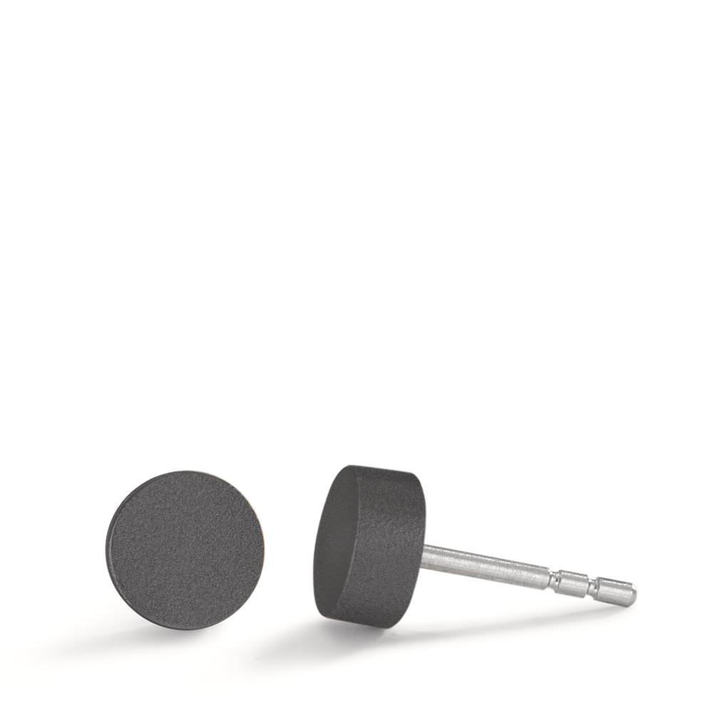 TeNo Damen Ohrstecker Disc Ø6mm aus Aluminium in Moonstone Grey, Stift und Verschluss aus Edelstahl von TeNo