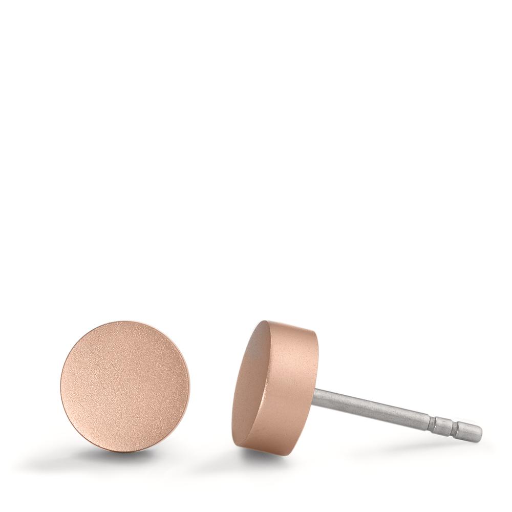 TeNo Damen Ohrstecker Disc Ø7mm aus Aluminium in Light Rosé, Stift und Verschluss aus Edelstahl von TeNo