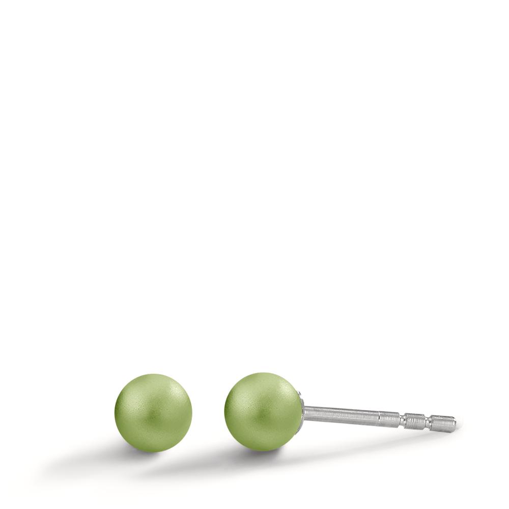 TeNo Damen Ohrstecker Globe Ø4mm aus Aluminium in Apple Green, Stift und Verschluss aus Edelstahl von TeNo