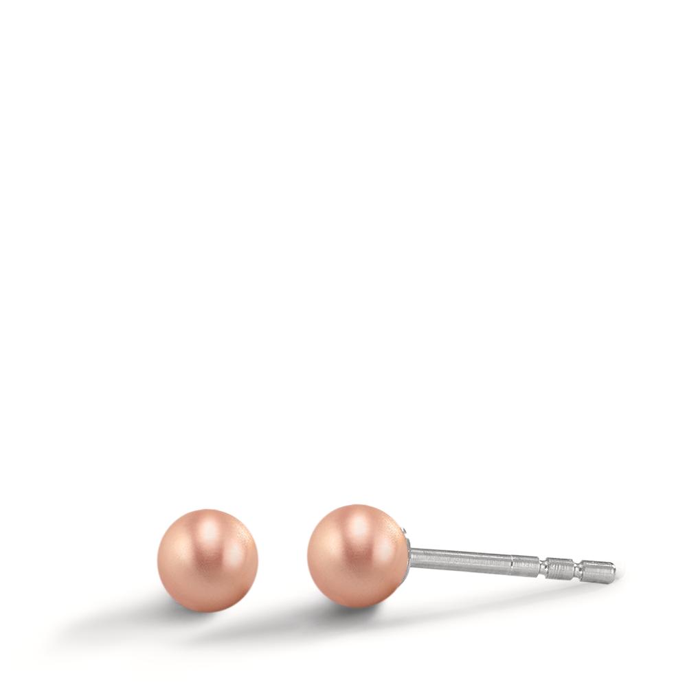 TeNo Damen Ohrstecker Globe Ø4mm aus Aluminium in Light Rosé, Stift und Verschluss aus Edelstahl von TeNo