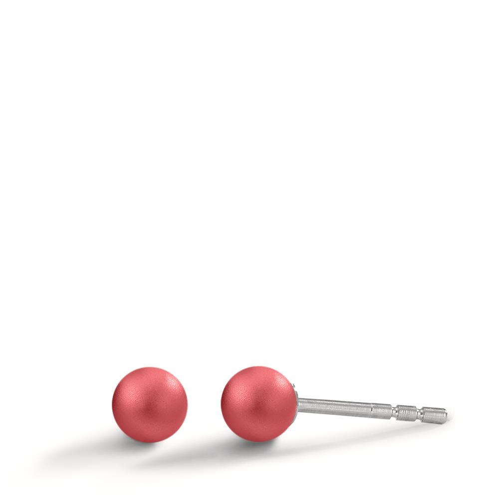 TeNo Damen Ohrstecker Globe Ø4mm aus Aluminium in Ruby Red, Stift und Verschluss aus Edelstahl von TeNo