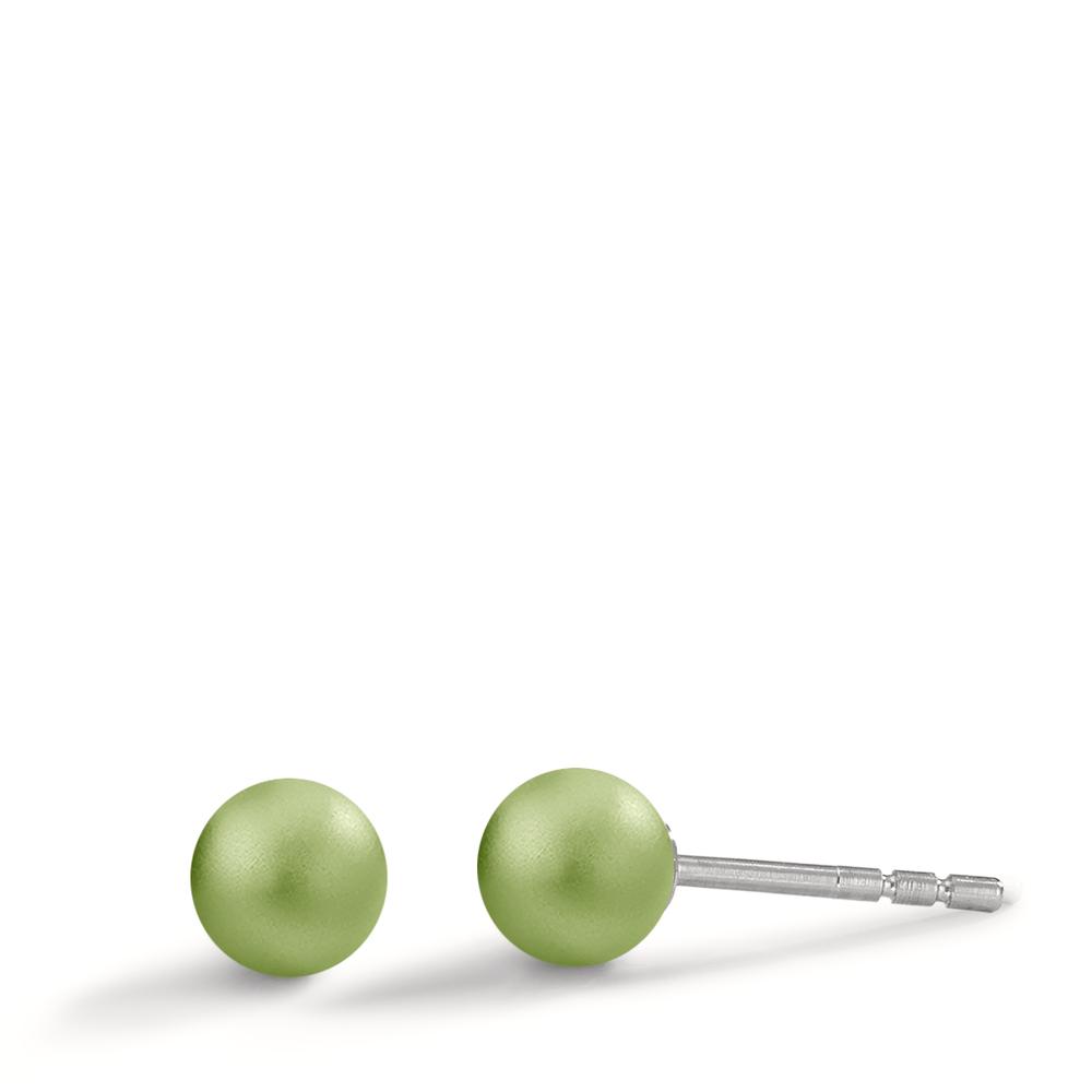 TeNo Damen Ohrstecker Globe Ø5mm aus Aluminium in Apple Green, Stift und Verschluss aus Edelstahl von TeNo