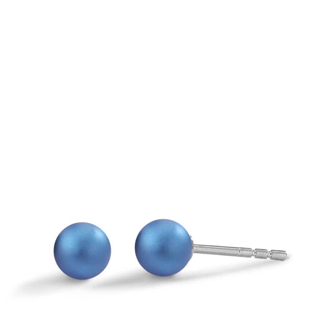 TeNo Damen Ohrstecker Globe Ø5mm aus Aluminium in Lapis Blue, Stift und Verschluss aus Edelstahl von TeNo