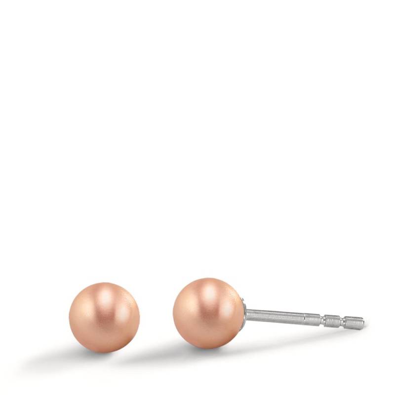 TeNo Damen Ohrstecker Globe Ø5mm aus Aluminium in Light Rosé, Stift und Verschluss aus Edelstahl von TeNo