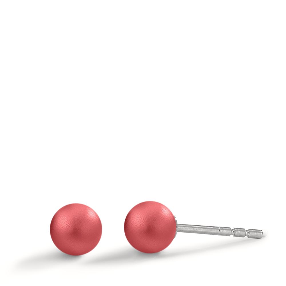 TeNo Damen Ohrstecker Globe Ø5mm aus Aluminium in Ruby Red, Stift und Verschluss aus Edelstahl von TeNo