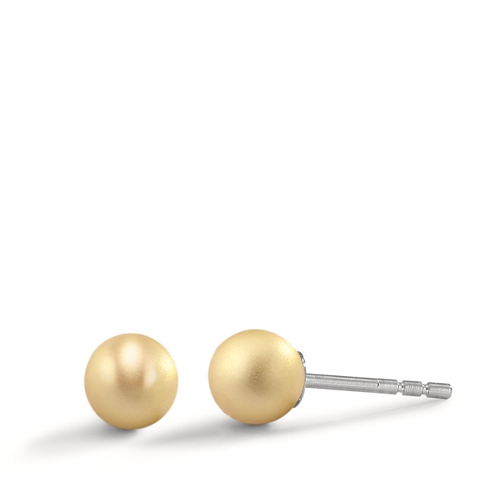 TeNo Damen Ohrstecker Globe Ø6mm aus Aluminium in Light Gold, Stift und Verschluss aus Edelstahl von TeNo