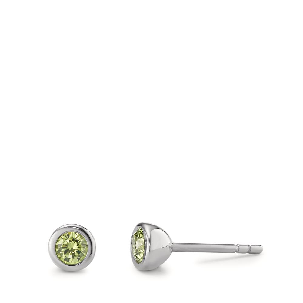 TeNo Damen Ohrstecker Joy Edelstahl mit Apple Green Zirkonia, Ø5mm von TeNo