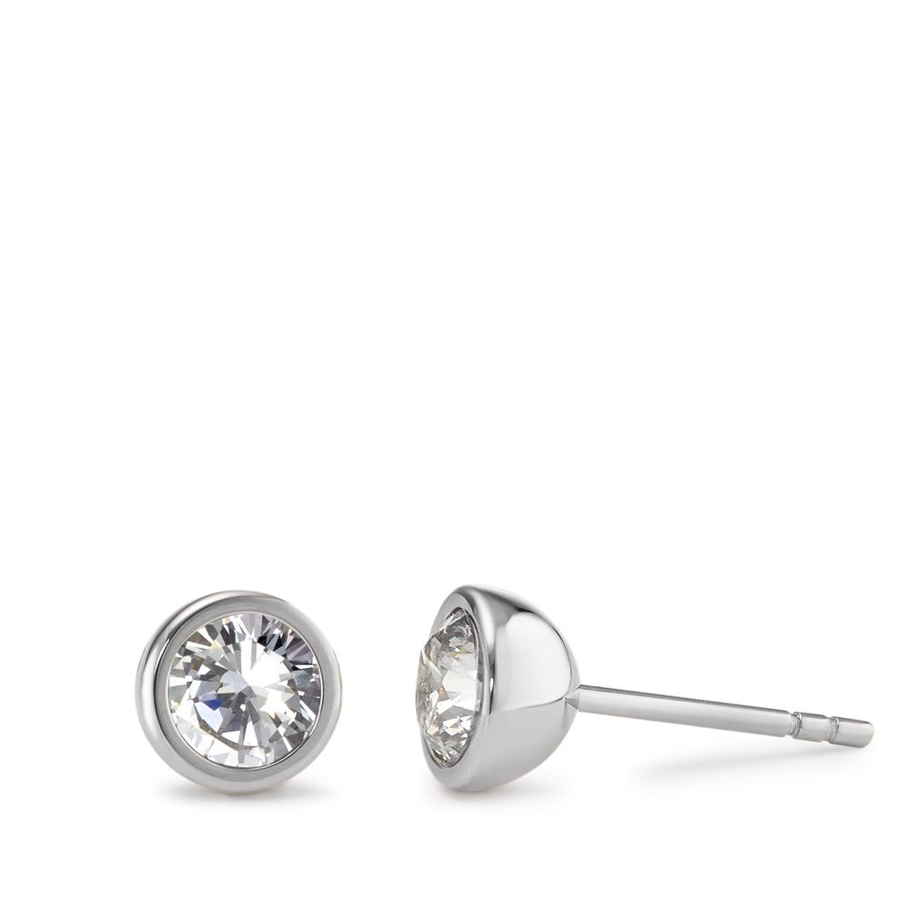 TeNo Damen Ohrstecker Joy Edelstahl mit Crystal White Zirkonia, Ø7mm von TeNo