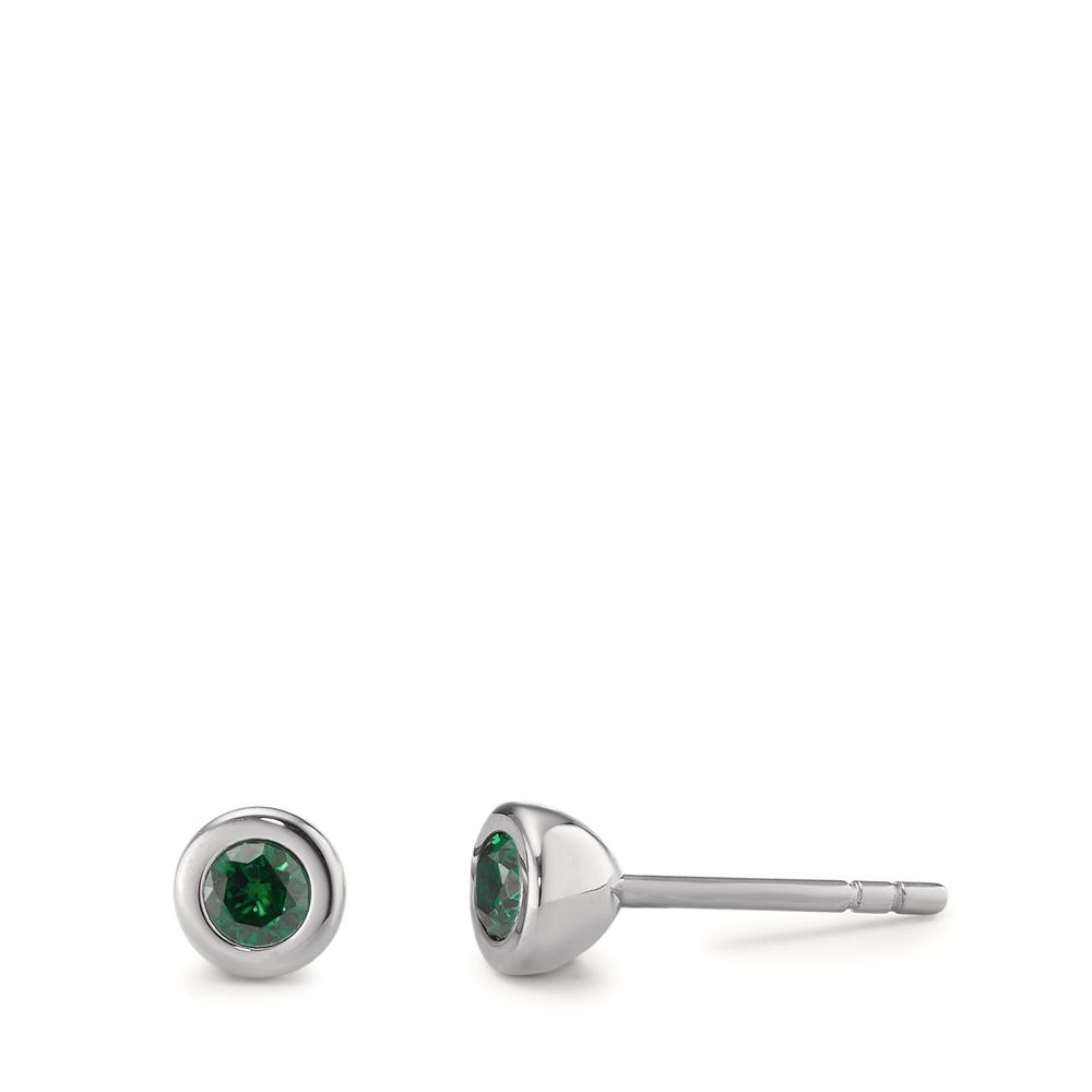 TeNo Damen Ohrstecker Joy Edelstahl mit Jungle Green Zirkonia, Ø5mm von TeNo