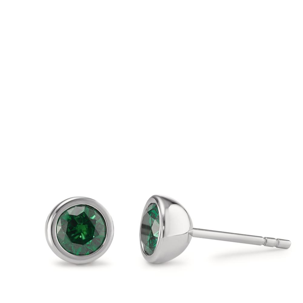 TeNo Damen Ohrstecker Joy Edelstahl mit Jungle Green Zirkonia, Ø7mm von TeNo