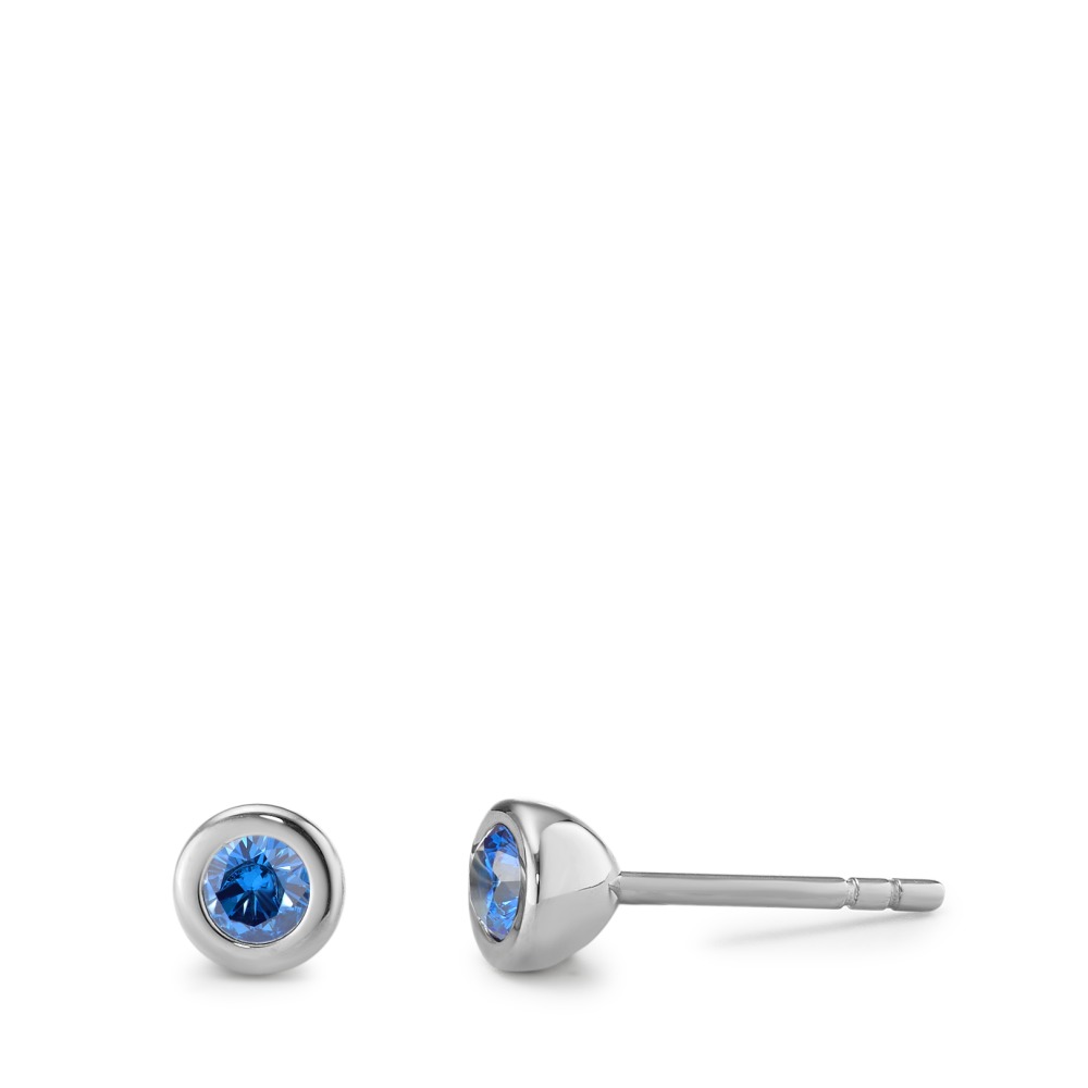 TeNo Damen Ohrstecker Joy Edelstahl mit Sky Blue Zirkonia, Ø5mm von TeNo