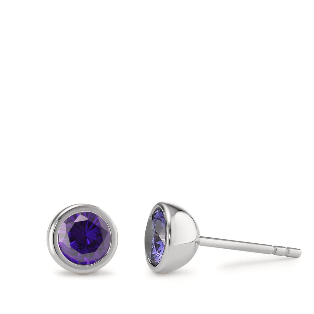 TeNo Damen Ohrstecker Joy Edelstahl mit Purple Rose Zirkonia, Ø7mm von TeNo