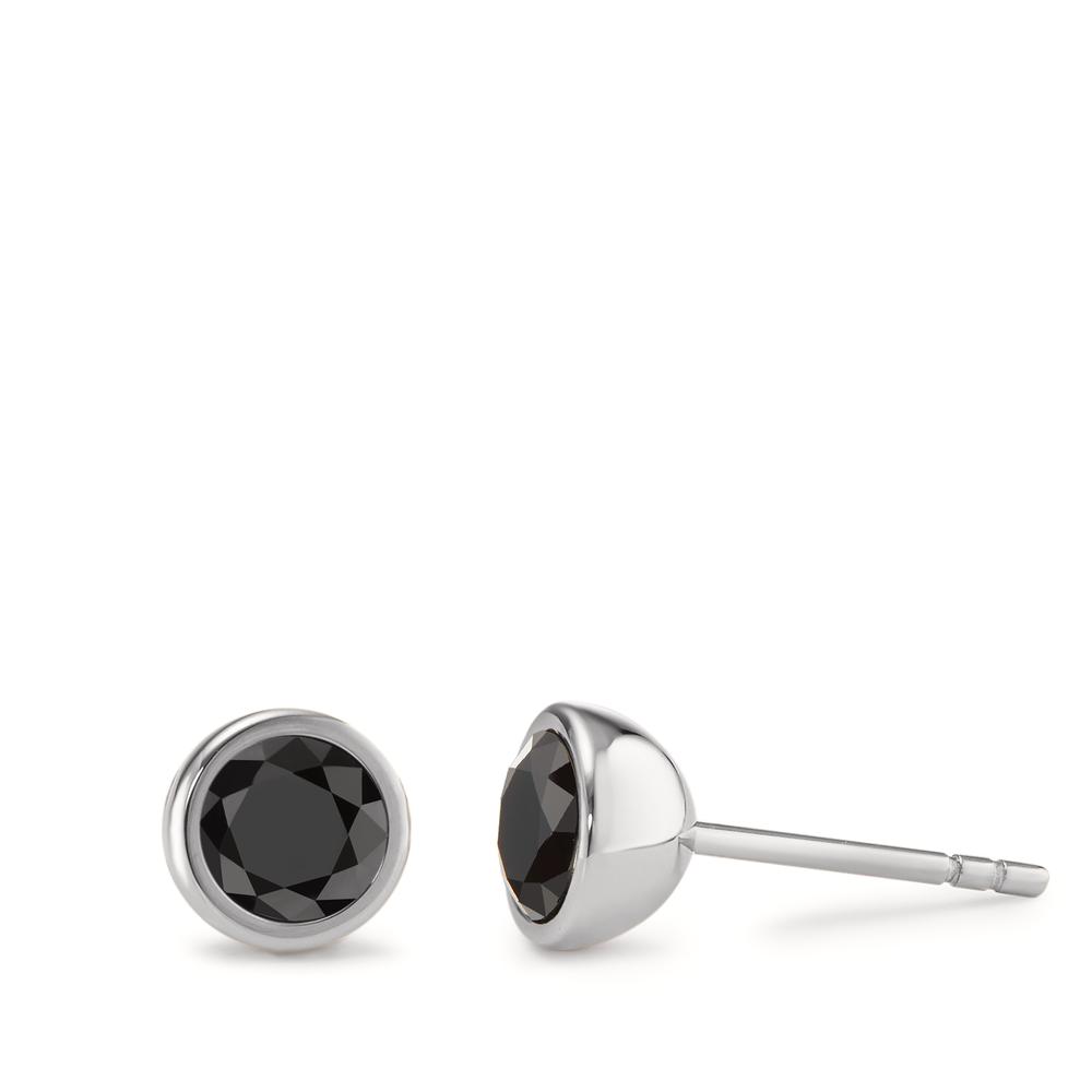 TeNo Damen Ohrstecker Joy Edelstahl mit Zirkonia Ultra Black, Ø7mm von TeNo