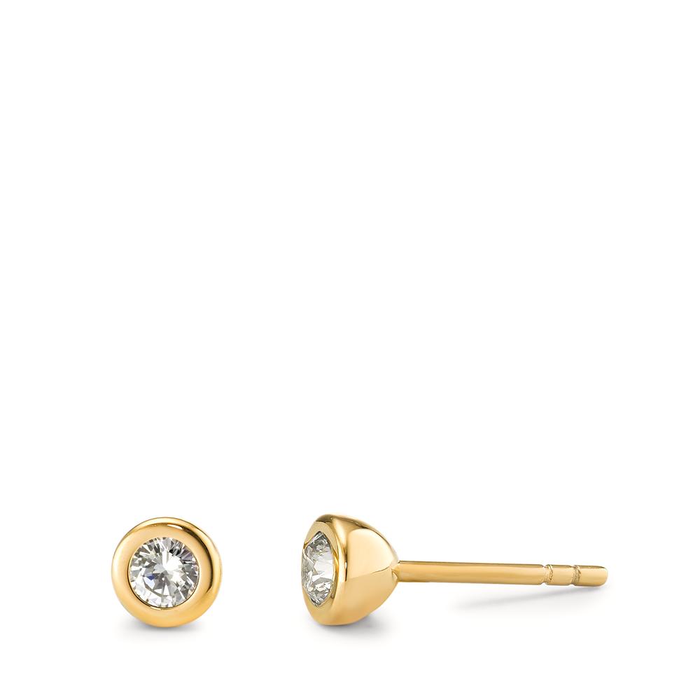 TeNo Damen Ohrstecker Joy Gold aus Edelstahl mit Crystal White Zirkonia, Ø5mm von TeNo