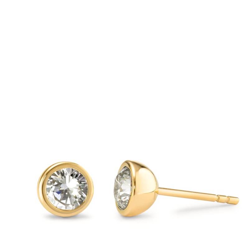 TeNo Damen Ohrstecker Joy Gold aus Edelstahl mit Crystal White Zirkonia, Ø7mm von TeNo