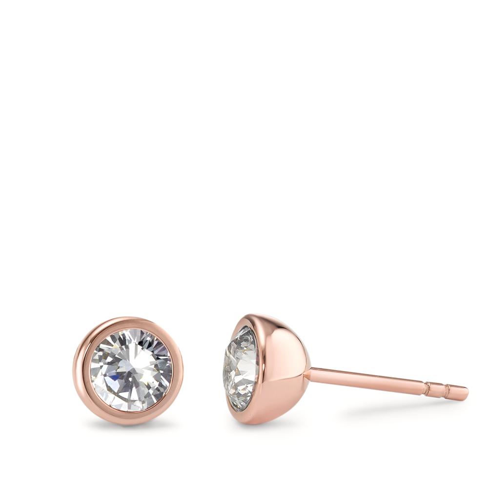 TeNo Damen Ohrstecker Joy Roségold aus Edelstahl und Crystal White Zirkonia, Ø7mm von TeNo