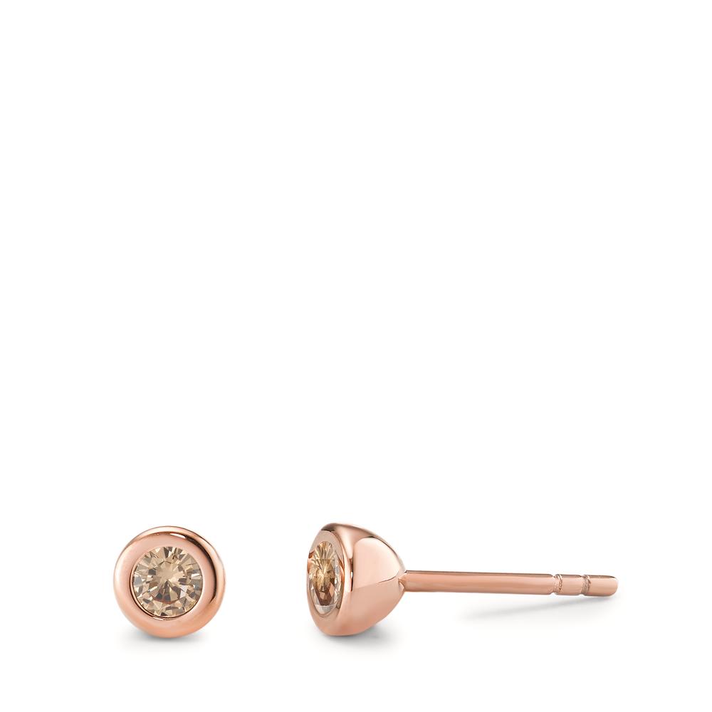 TeNo Damen Ohrstecker Joy Roségold aus Edelstahl und Light Champagne Zirkonia, Ø5mm von TeNo