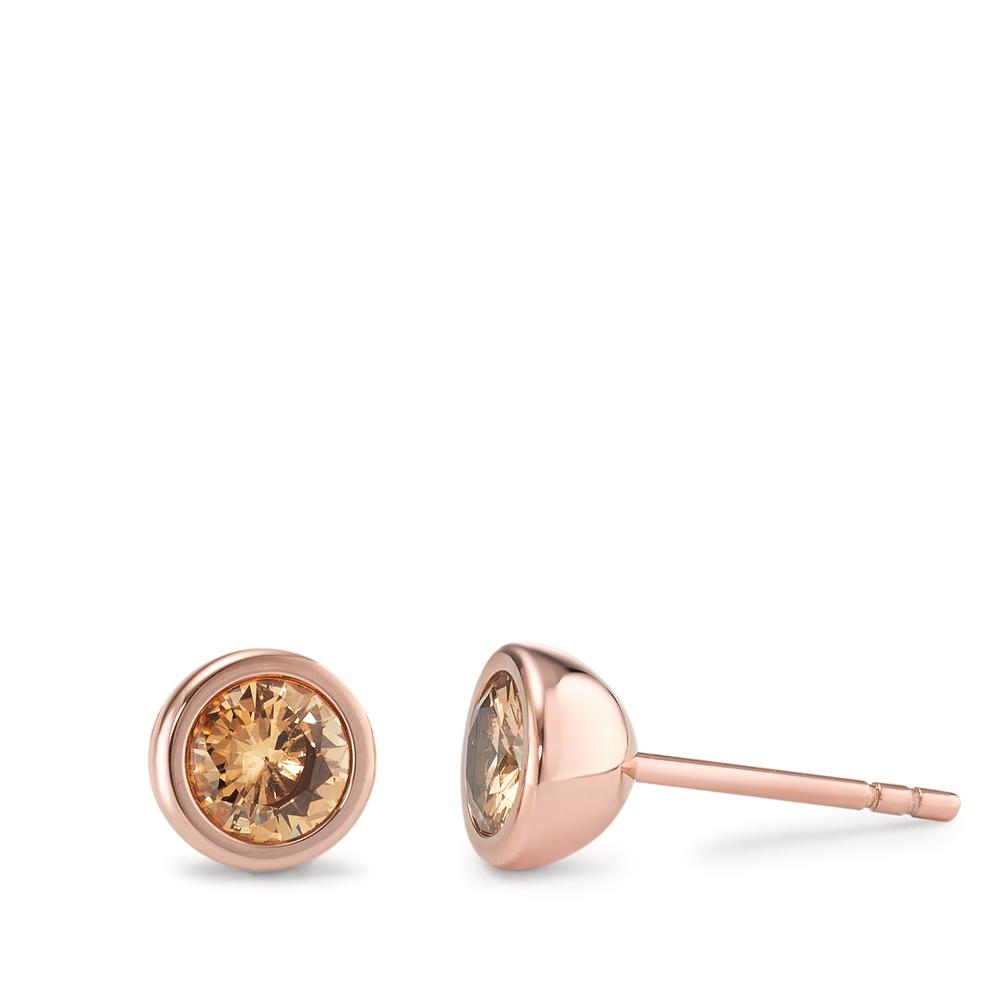 TeNo Damen Ohrstecker Joy Roségold aus Edelstahl und Light Champagne Zirkonia, Ø7mm von TeNo