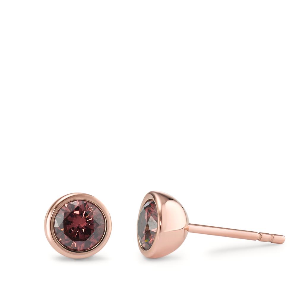 TeNo Damen Ohrstecker Joy Roségold aus Edelstahl und Scarlet Red Zirkonia, Ø7mm von TeNo