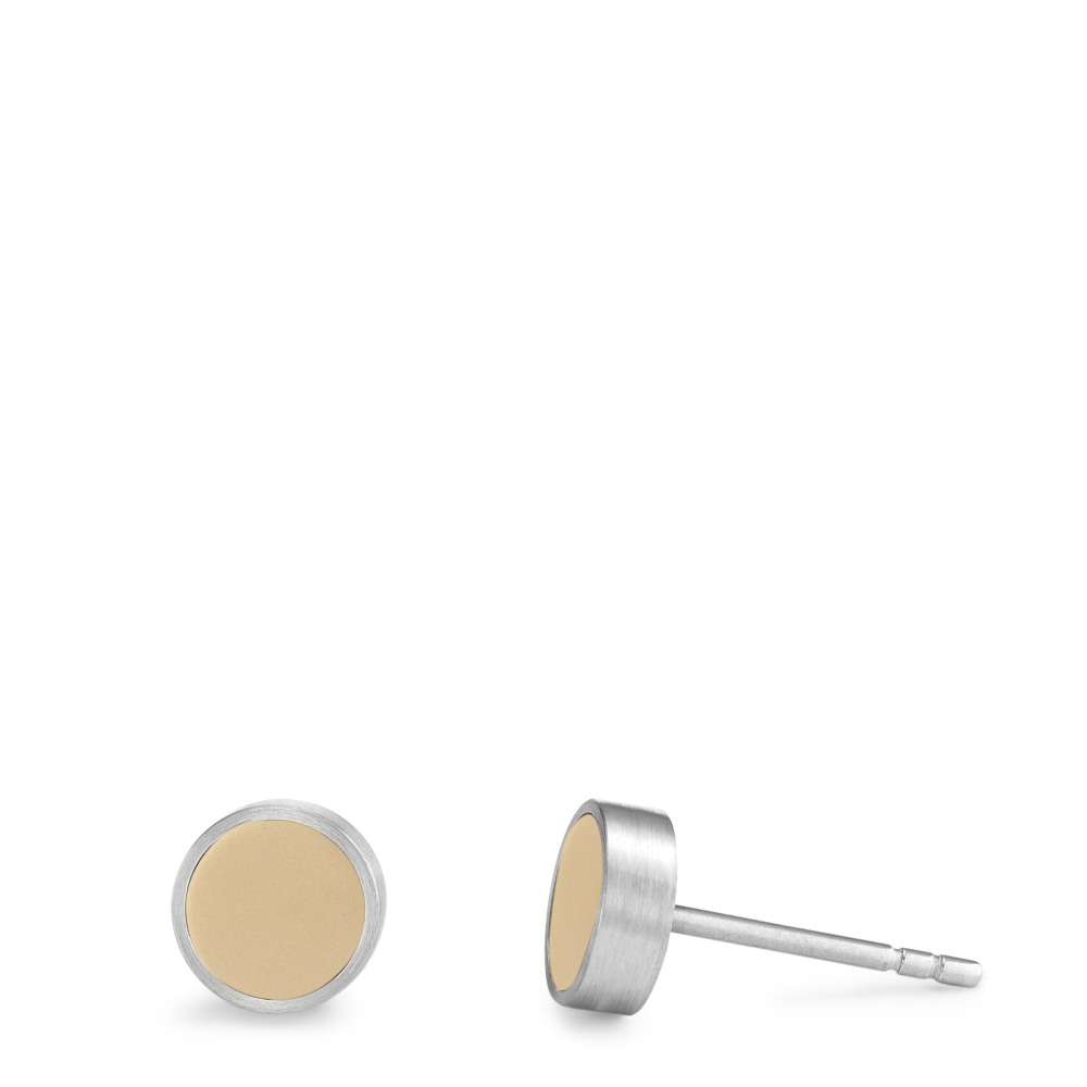 TeNo Damen Ohrstecker Pura Edelstahl-Gold sandmatt, Ø7,0mm von TeNo