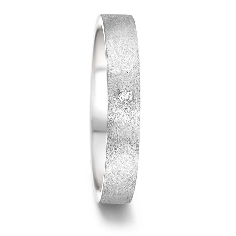 TeNo Damen Partnerring TAMOR, 0,02 ct. TW/si eismattiert, Ringschiene: gerade 4 mm  - comfort fit von TeNo