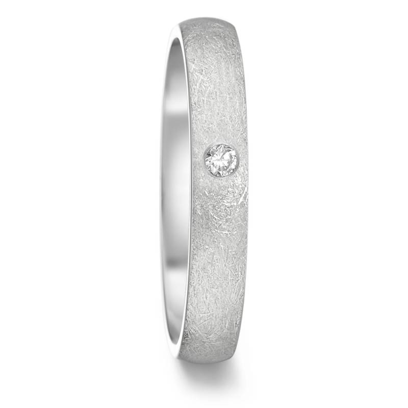 TeNo Damen Partnerring Edelstahl eismattiert mit Diamant und Comfort Fit Ringschiene, 4 x 2 mm von TeNo
