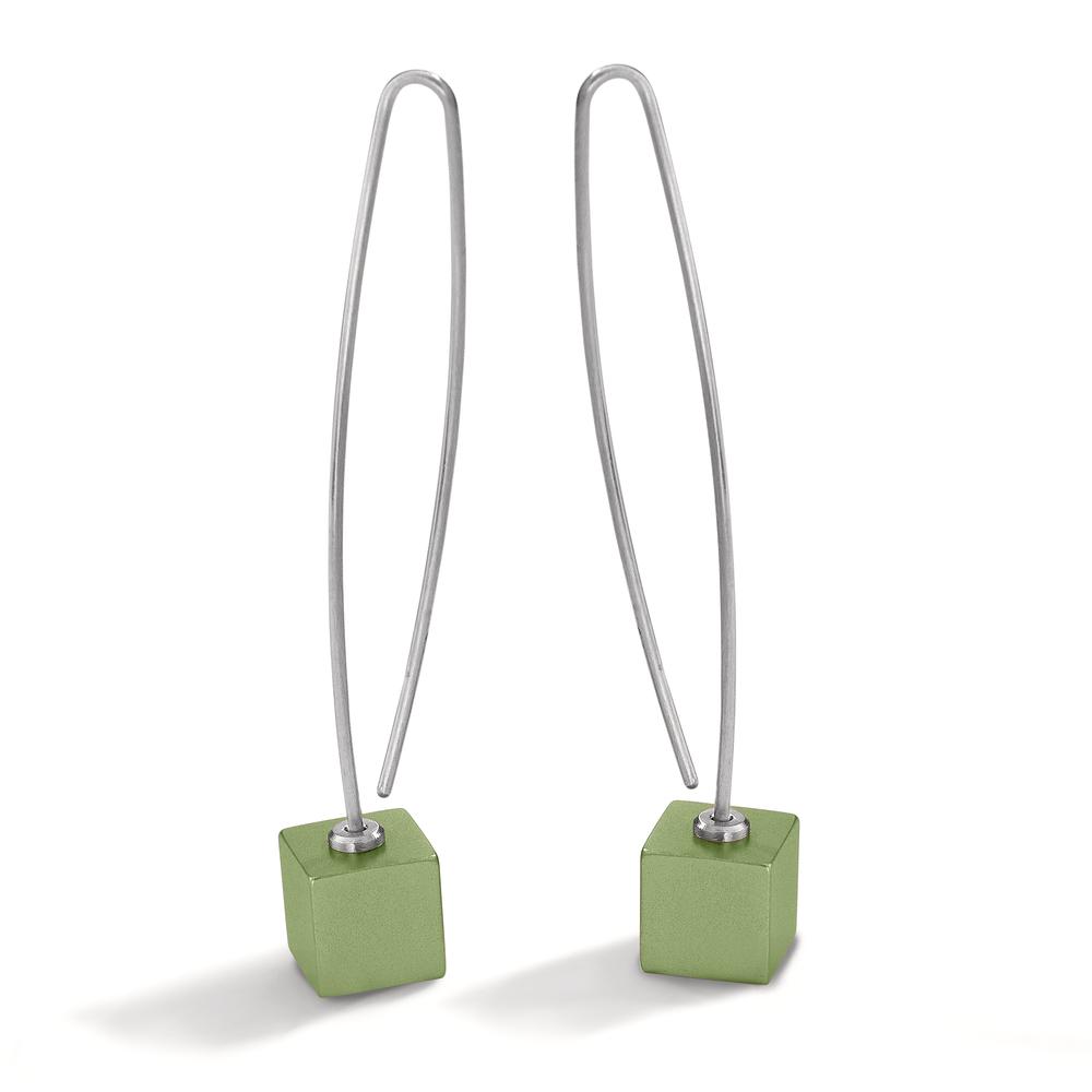 TeNo Damen Pendel-Ohrhänger Cube aus Edelstahl und Aluminium Apple Green, Würfel 7x7mm von TeNo