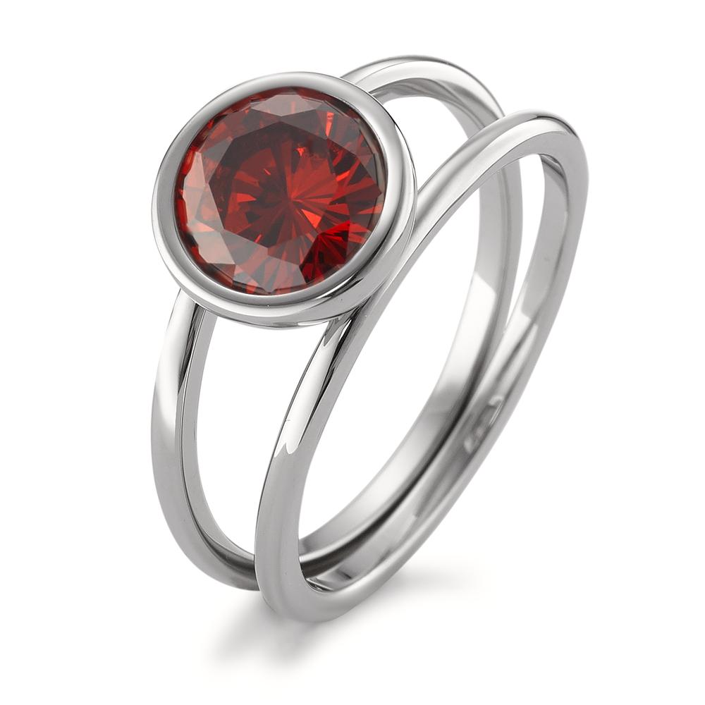 TeNo Damen Ring Joy Edelstahl mit Cherry Red Zirkonia, Ø9.5mm von TeNo