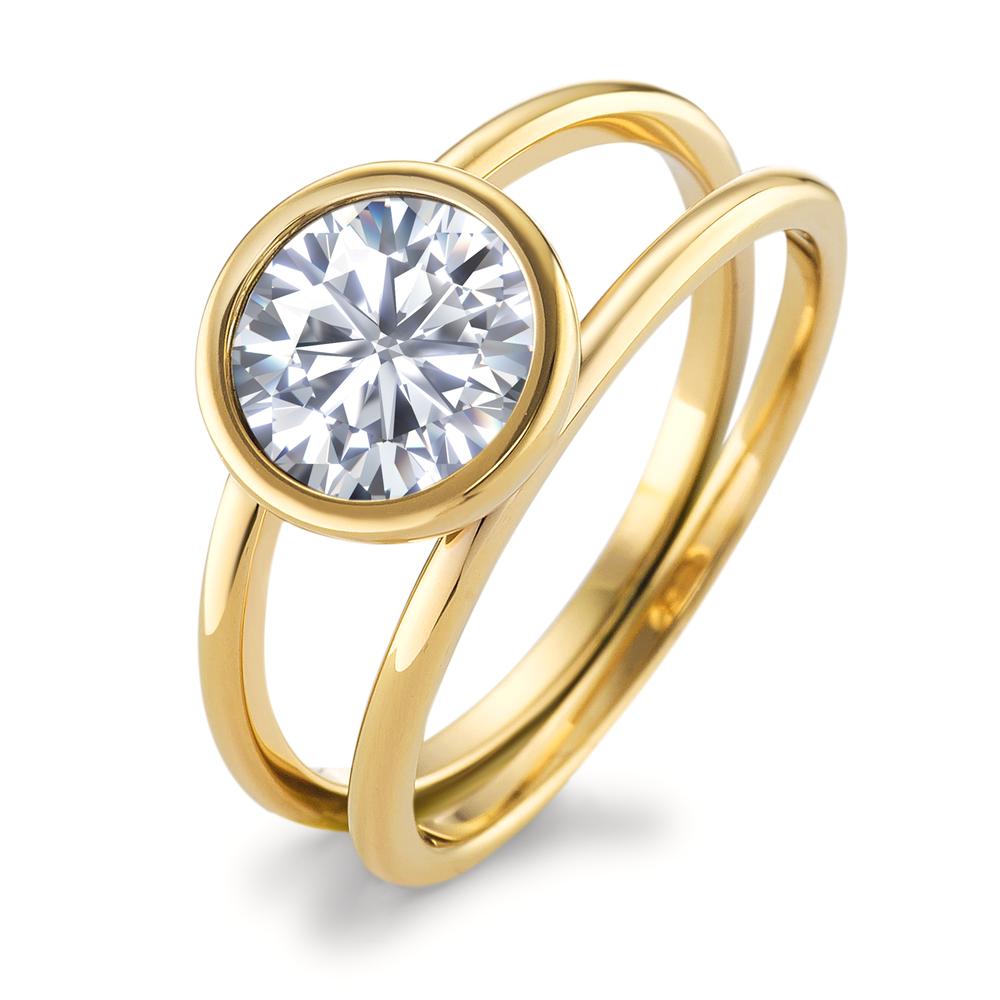 TeNo Damen Ring Joy Gold aus Edelstahl mit Crystal White Zirkonia, Ø9.5mm von TeNo