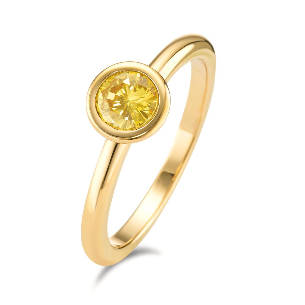 TeNo Damen Ring Joy Gold aus Edelstahl mit Imperial Yellow Zirkonia, Ø7mm von TeNo