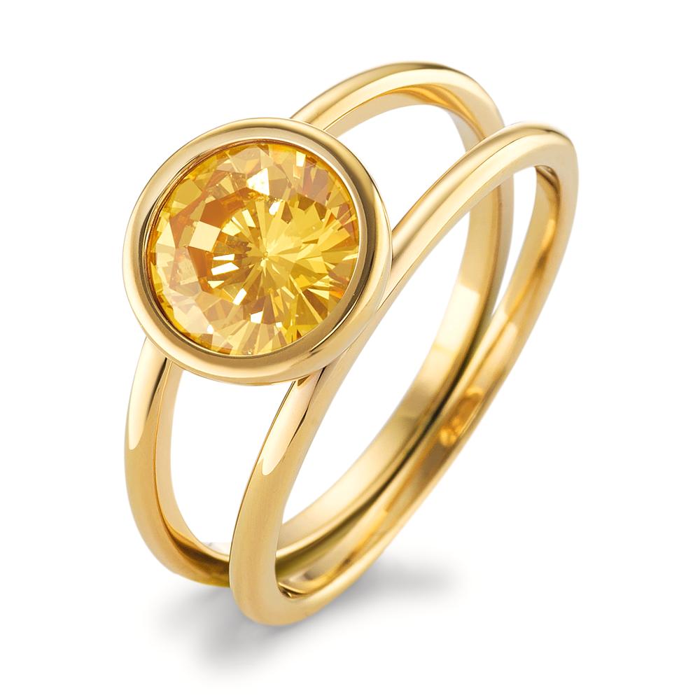 TeNo Damen Ring Joy Gold aus Edelstahl mit Imperial Yellow Zirkonia, Ø9.5mm von TeNo