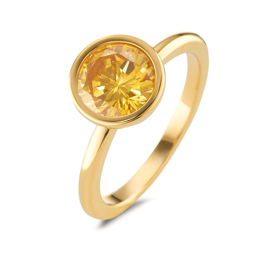 TeNo Damen Ring Joy Gold aus Edelstahl mit Imperial Yellow Zirkonia, Ø9.5mm von TeNo