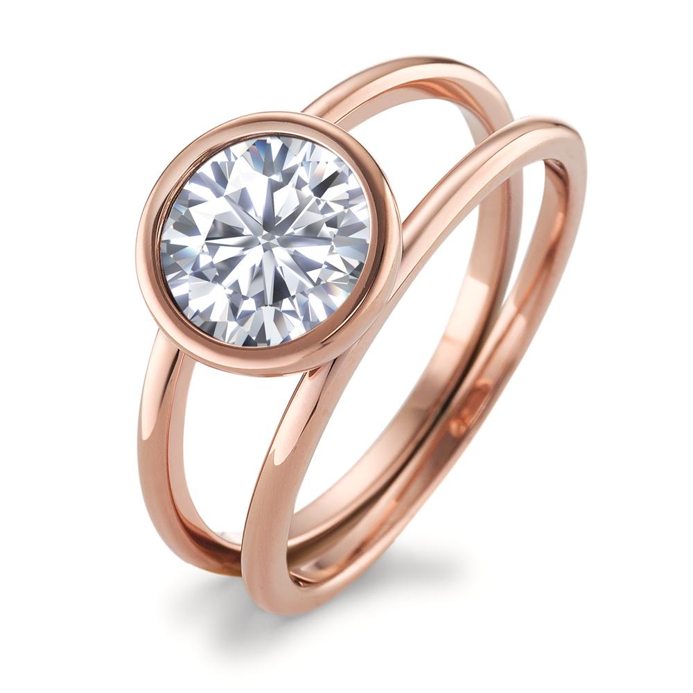 TeNo Damen Ring Joy Roségold aus Edelstahl und Crystal White Zirkonia, Ø9.5mm von TeNo