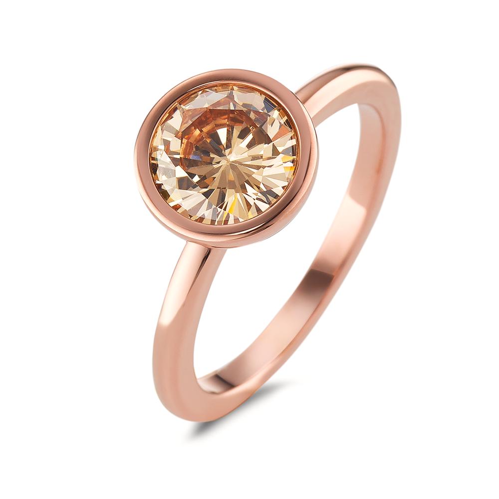 TeNo Damen Ring Joy Roségold aus Edelstahl und Light Champagne Zirkonia, Ø9.5mm von TeNo