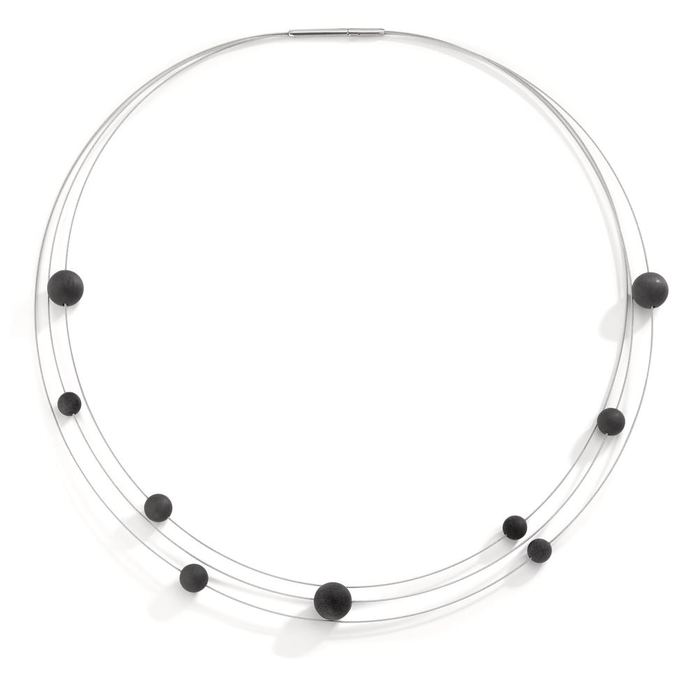 TeNo Damen Spiralcollier Orbit aus Edelstahl mit Carbon Pearls, 45cm von TeNo