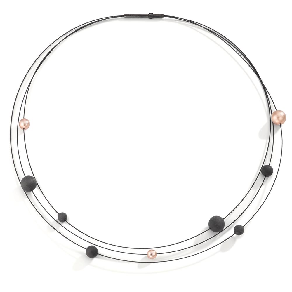TeNo Damen Spiralcollier Nera aus geschwärztem Edelstahl besetzt mit Carbon und Pearls in Light Rosé, 42 cm von TeNo