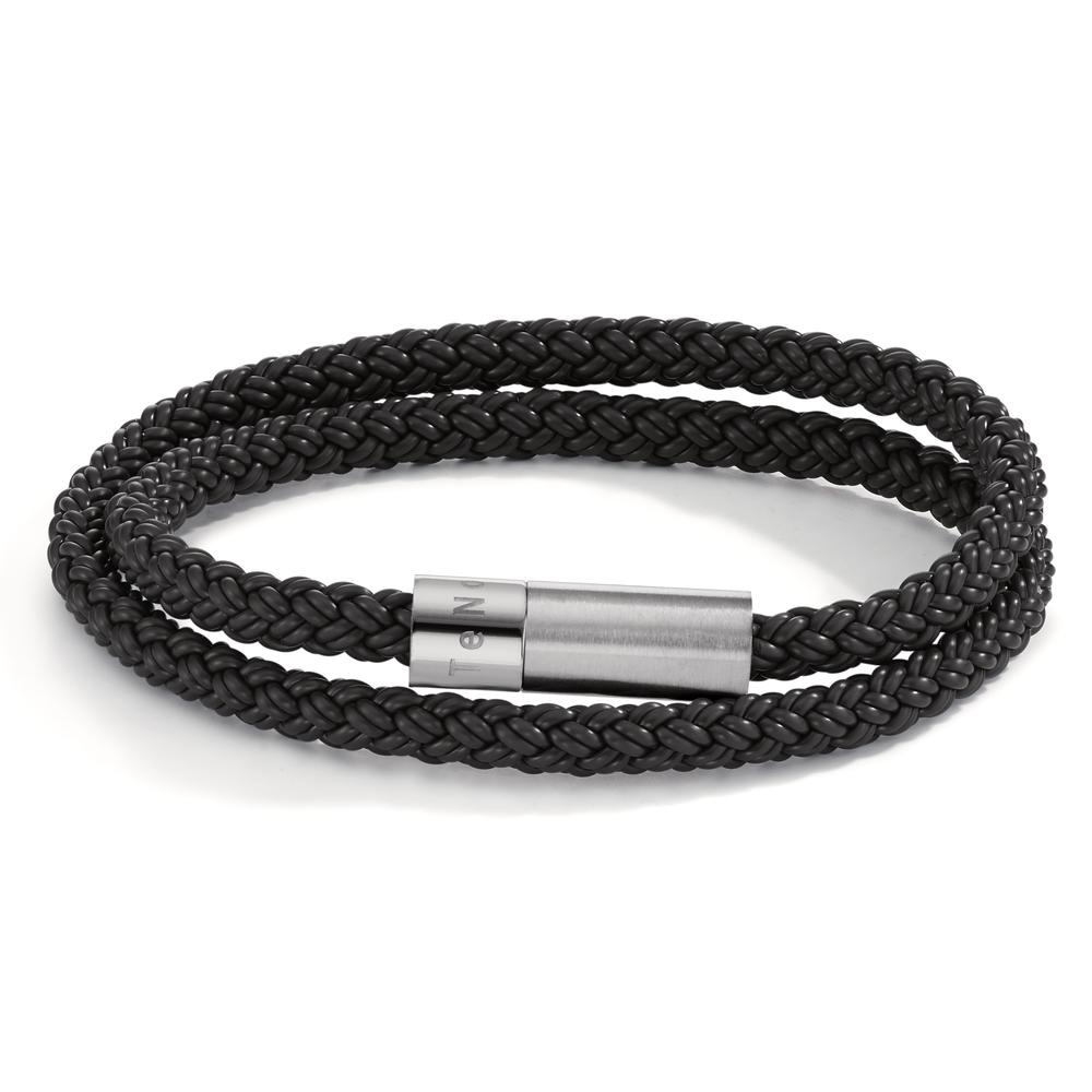 TeNo Herren Wickelarmband Heritage Sport, Edelstahl, Silikon-Kautschuk schwarz, 21cm von TeNo