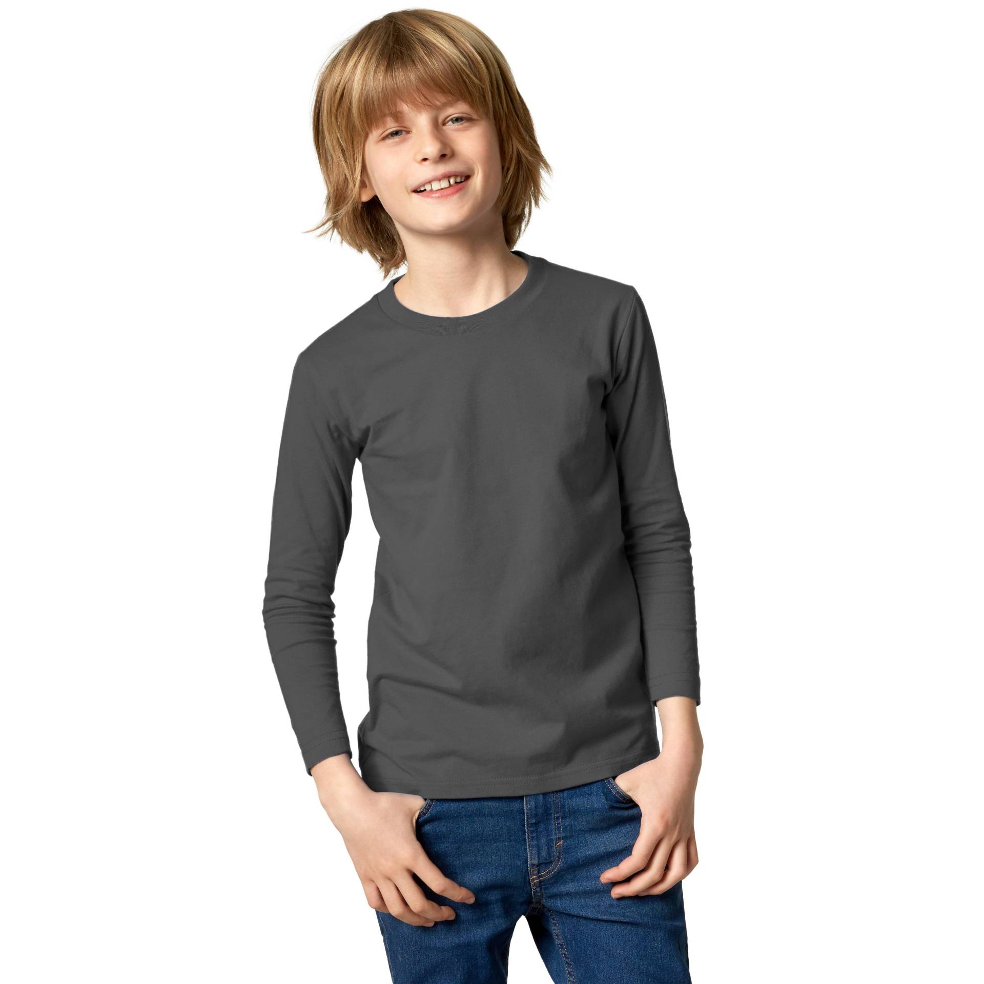 Langarm-shirt Kinder Jungen Grau 104 von Tectake