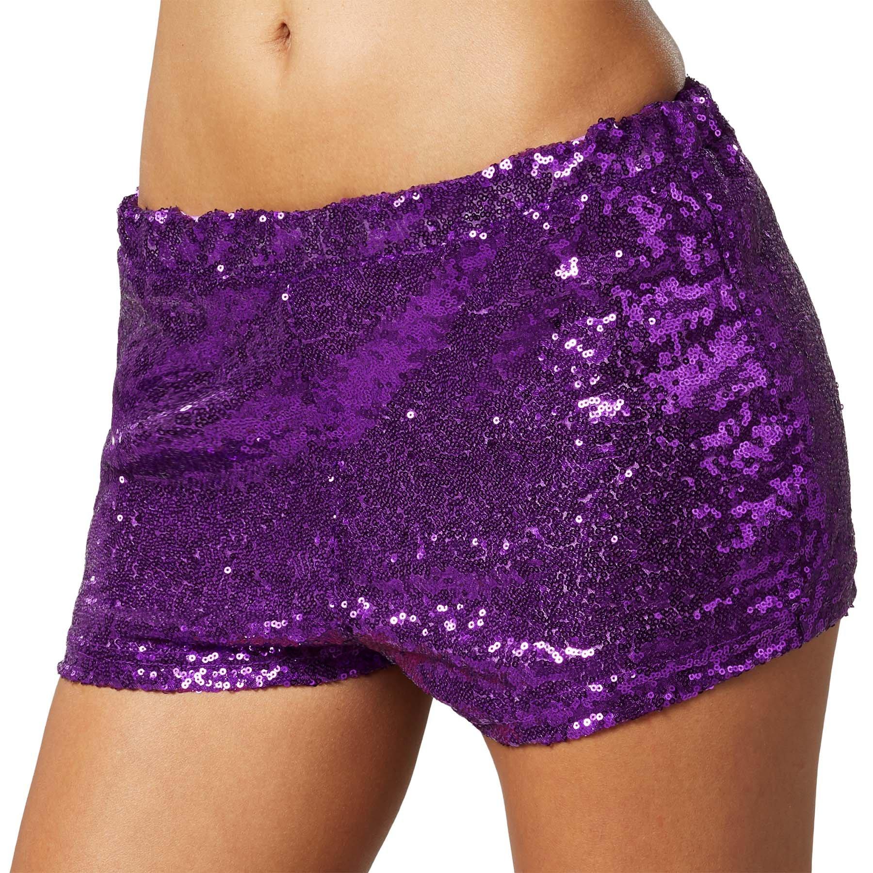 Pailletten-shorts Damen Lila L von Tectake