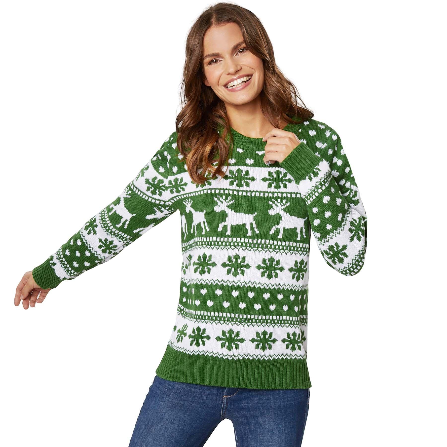 Weihnachtspullover Winterzauber-weiß Für Frauen Damen Grün XL von Tectake