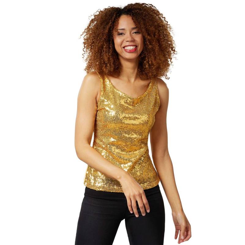 Pailletten-träger-top Damen Gold M von Tectake