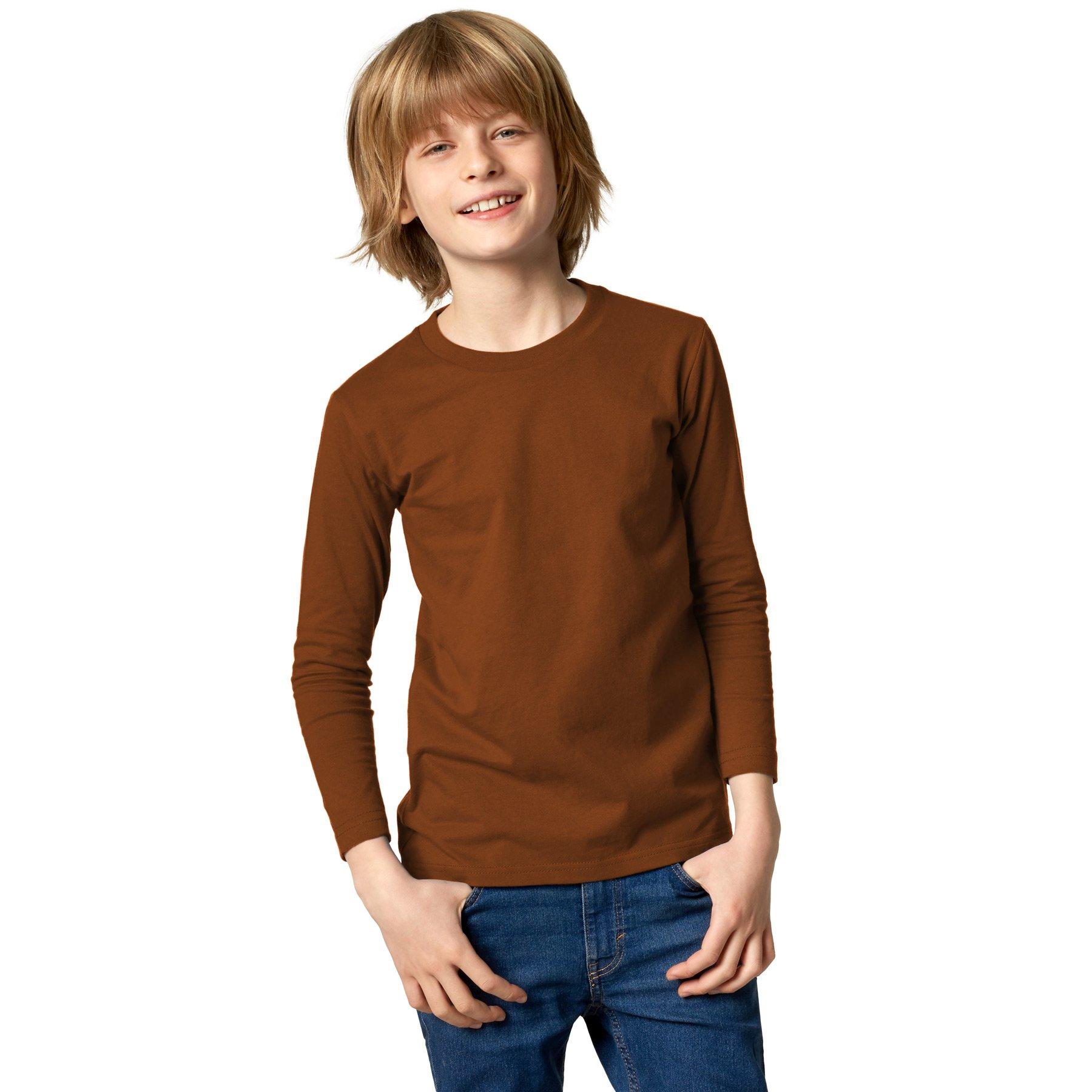 Langarm-shirt Kinder Jungen Braun 152 von Tectake