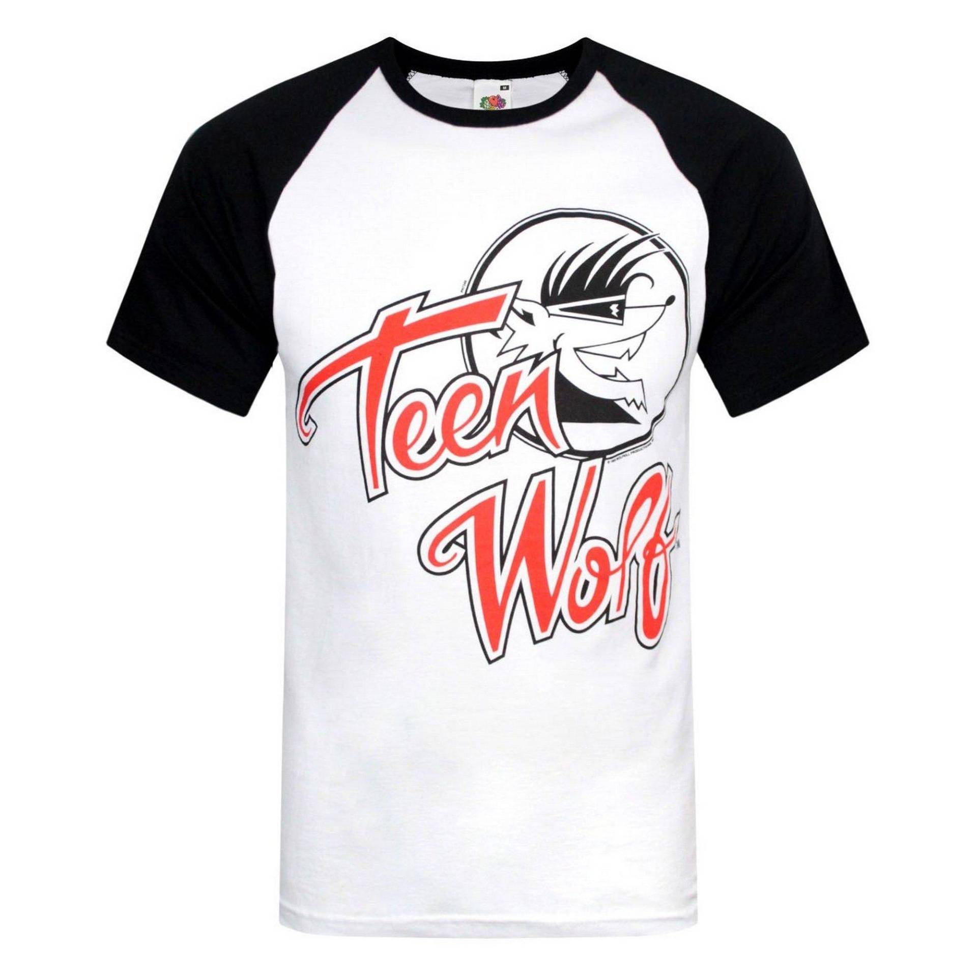 Offizielles Logo Raglan Tshirt Herren Weiss XL von Teen Wolf