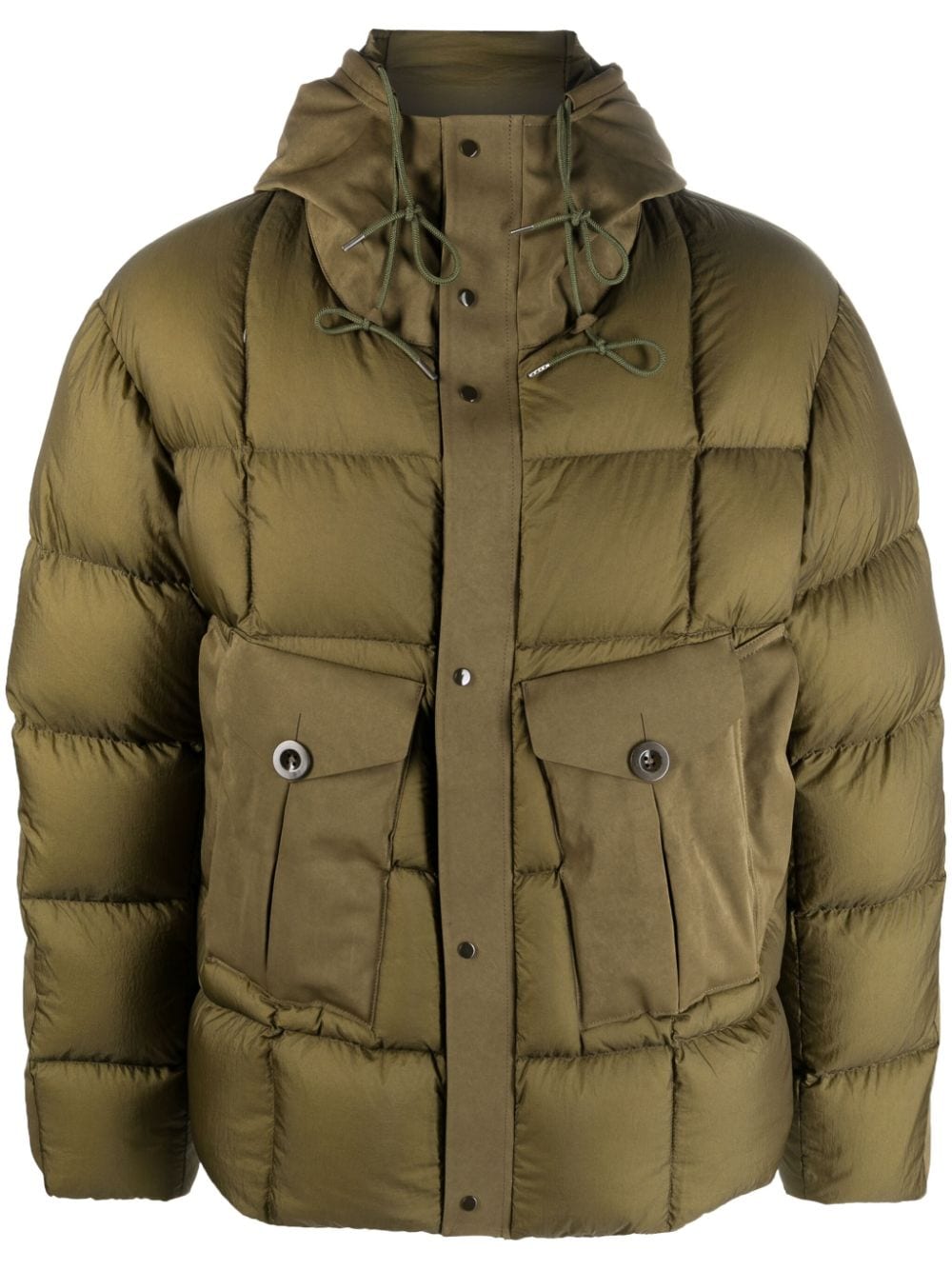 Ten C hooded padded down jacket - Green von Ten C